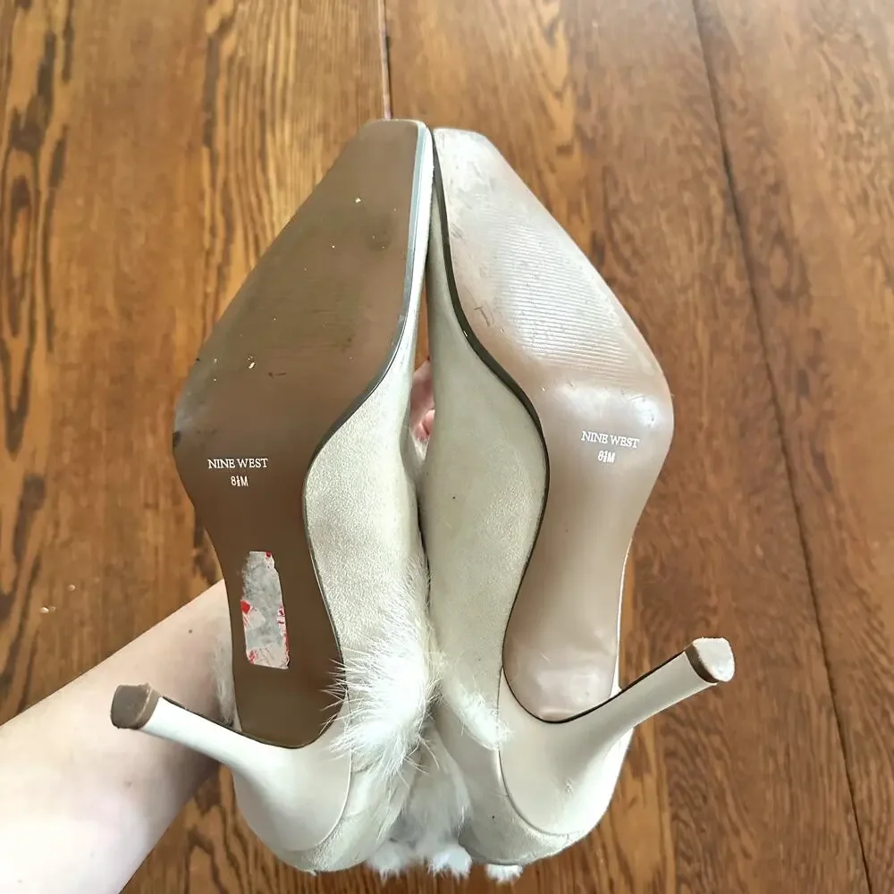 Nine West Rabbit Fur Suede Boot Sz 8.5 - Picture 7 of 10